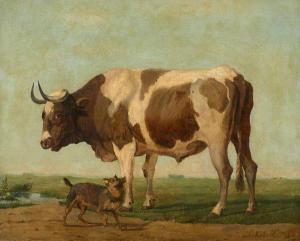 KOBELL Jan III 1800-1838,Chien et taureau dans un cham,1820,Artcurial | Briest - Poulain - F. Tajan 2019-09-24