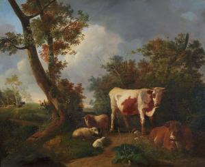 KOBELL Jan III 1800-1838,Landschaft mit Rindern und Schafen,Lempertz DE 2023-11-18