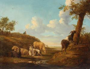 KOBELL Jan III 1800-1838,Landschaft mit Schafen und Ziegen,1828,Von Zengen DE 2019-09-06