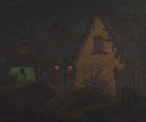 KOBOR Henrik 1885-1969,Yard at night,1910,Pinter HU 2022-01-16