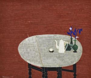 KOCH Eleonore 1926-2018,Table avec fleurs et théière,1971,Piguet CH 2023-09-20
