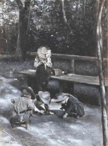 KOCH Friedrich Ferdinand 1863-1923,Kinder beim spiel im Park,1895,Walldorf DE 2018-10-27
