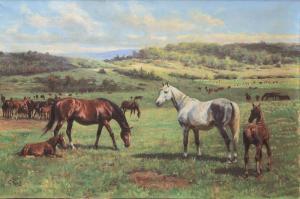 KOCH Georg 1878,Horses out at feed,Stahl DE 2012-09-22