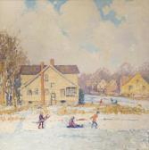 KOCH George Joseph 1885-1951,Children playing in a winter village, Connectic,John Moran Auctioneers 2019-08-25