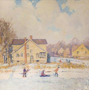 KOCH George Joseph 1885-1951,Children playing in a winter village Connecticu,John Moran Auctioneers 2019-06-23