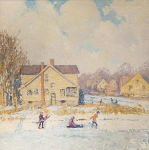 KOCH George Joseph 1885-1951,Children playing in a winter village, Connectic,John Moran Auctioneers 2019-08-25