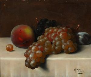 KOCH Hermann 1856-1939,A still life with grapes, peach and a plum,Bruun Rasmussen DK 2020-06-08