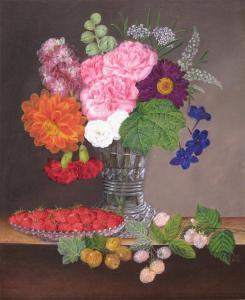 KOCH Paolo 1900-1900,Still life of flowers in a cut glass vase with a s,Woolley & Wallis 2012-12-12