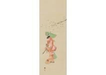 KODO Yamanaka 1869-1945,Genroku woman with flowers,Mainichi Auction JP 2021-01-15