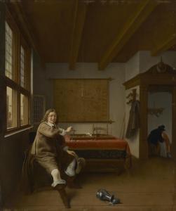 KOEDIJCK Isaack,A man holding an overturned wine glass in an inter,1648,Christie's 2023-05-24