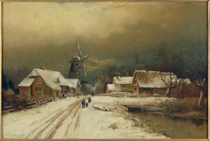 KOEHLER Paul R 1866-1909,Dutch Village in Winter,1896,Susanin's US 2021-09-21