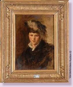 KOEHLER Robert 1850-1917,Portrait d'une élégnate au chapeauà plumes,VanDerKindere BE 2010-02-23