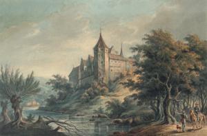 KOEK B. C 1803-1862,River Landscape
with Castle,Burchard US 2009-08-30