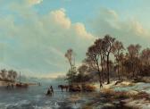 KOEKKOEK Barend Cornelis,A frozen waterway with figures and foresters,1830,Christie's 2000-10-24