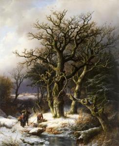 KOEKKOEK Barend Cornelis 1803-1862,Winter landscape with wood gatherers.,1854,Eldred's US 2018-04-06