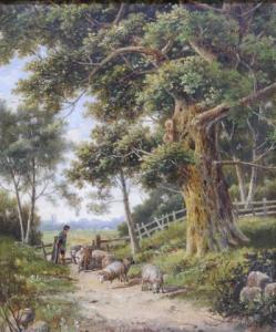 Koekkoek Barend Hendrik 1849-1909,De herder en zijn schapen,Venduehuis NL 2021-07-04