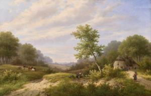 KOEKKOEK Hendrik Pieter 1843-1927,Forest landscape with farm building,Galerie Koller CH 2023-03-31