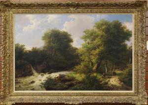 KOEKKOEK Hendrik Pieter,wooded river landscape with figures along a path,O'Gallerie 2024-04-02