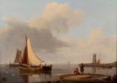 KOEKKOEK Hermanus I 1815-1882,FISHING BOATS ON A CALM SEA,Stephan Welz ZA 2020-02-25