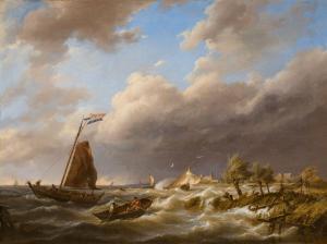 KOEKKOEK Hermanus I 1815-1882,Sturm auf der Oosterschelde bei Haemstede,1845,Lempertz DE 2023-11-18