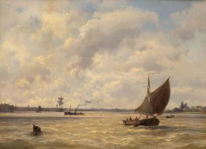 KOEKKOEK Jan Hermann Barend 1840-1912,Sailing on a sunny day, possibly on the Maas ,1892,Venduehuis 2023-11-15