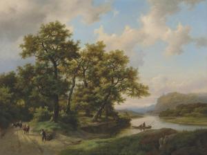 KOEKKOEK Marinus Adrianus 1807-1868,Boats on a lake - Summer landscape,1861,Christie's GB 2021-12-16