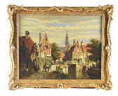 KOEKKOEK Willem 1839-1895,DUTCH CANAL SCENE WITH FIGURES,James D. Julia US 2019-06-19