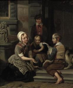 KOELMAN Johan Philip 1818-1893,Children playing in the street,1846,Christie's GB 2010-09-07