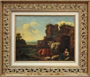 KOELMANN johan daniel 1831-1857,Pastoral Landscape with Ruins,1831,Clars Auction Gallery 2009-07-12