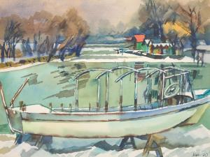 KOERNER Henry 1915-1991,Docked Boat in Winter S,Freeman US 2023-12-05