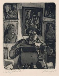 Koernig Hans,Der Radierer,1953,Schmidt Kunstauktionen Dresden DE 2017-09-23