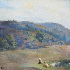 KOFOED Hans Peter 1868-1908,Landscape with sheep,Bruun Rasmussen DK 2014-08-25