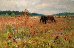 KOGAN SHATS MATHVEI 1911-1989,Horses grazing in a Field,Christie's GB 2000-09-28