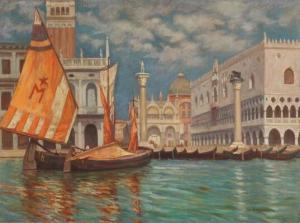 KOGEVINAS / Lykourgos Lic 1887-1940,From the Canal Grande with a view towards Piazz,Bruun Rasmussen 2019-07-01