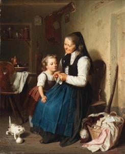 KOGLER Karl,Grandmother Knitting,1868,Palais Dorotheum AT 2015-12-07