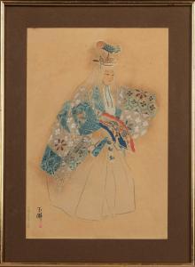 KOGYO Tsukioka 1869-1927,acteur de théâtre noh en costume,Versailles Enchères FR 2023-02-11