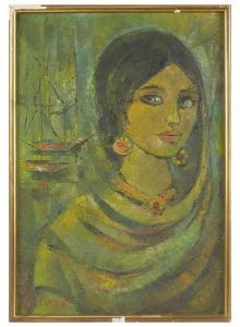 KOHARI Masood 1939,Portrait de femme,Tradart Deauville FR 2021-05-29