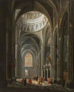 KOHL Ludwig 1746-1821,Church interior with strolling court society,im Kinsky Auktionshaus 2021-12-14