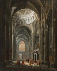 KOHL Ludwig 1746-1821,Church interior with strolling court society,im Kinsky Auktionshaus 2021-07-06