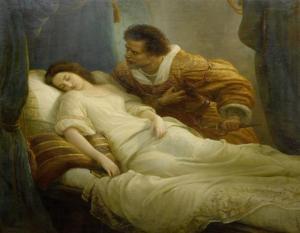 KOHLER Christian 1809-1861,Othello with his sleeping wife,1859,Galerie Koller CH 2012-03-30