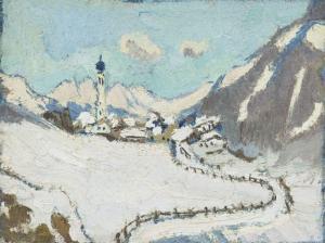 KOHLER ROEBER Minna 1883-1957,Alpines Bergdorf im Schnee,Kastern DE 2022-11-19