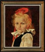 KOHLHAAS H 1800-1900,Portrait eines kleinen Mädchens mit roter Haube,1912,Allgauer DE 2016-01-15