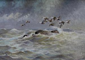 KOHLMANN Ejnar 1888-1968,GEESE OVER A ROCKY OCEAN,Lawrences GB 2019-01-18