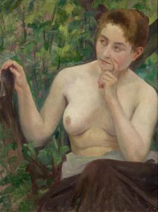 KOHLSCHUTTER Paula,Study of a female nude seated half-length in a gar,1851,Rosebery's 2024-02-27
