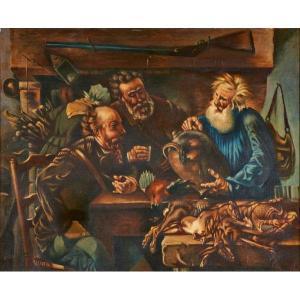 KOHN H 1800-1900,men drinking after the hunt,Rago Arts and Auction Center US 2014-09-13