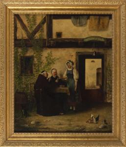 KOHRL Ludwig Dominik 1858-1927,Friars enjoying a drink at an outdoor inn.,1885,Eldred's 2020-05-14