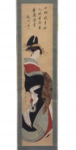 Koikawa Harumasa 1800-1820,Courtesan in crane design robe,18th/19th century,Mallams GB 2019-10-30