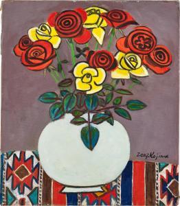 KOJIMA Zenzaburo 1893-1962,Roses in Choson dynasty porcelain,1960,Sotheby's GB 2024-04-05