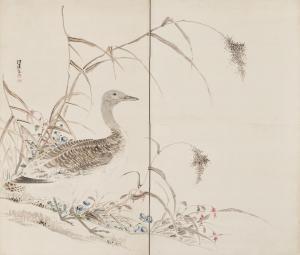 KOKAN Shiba 1747-1818,Wild Goose, Reeds and Flowers,Christie's GB 2023-09-19