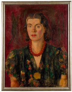 KOKOSZKO Edward 1900-1962,Portret kobiety w czerwonych koralach,Sopocki Dom Aukcjny PL 2019-12-18